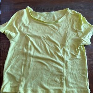 Slim Fit Short-Sleeve Crop Top in Lemon Yellow